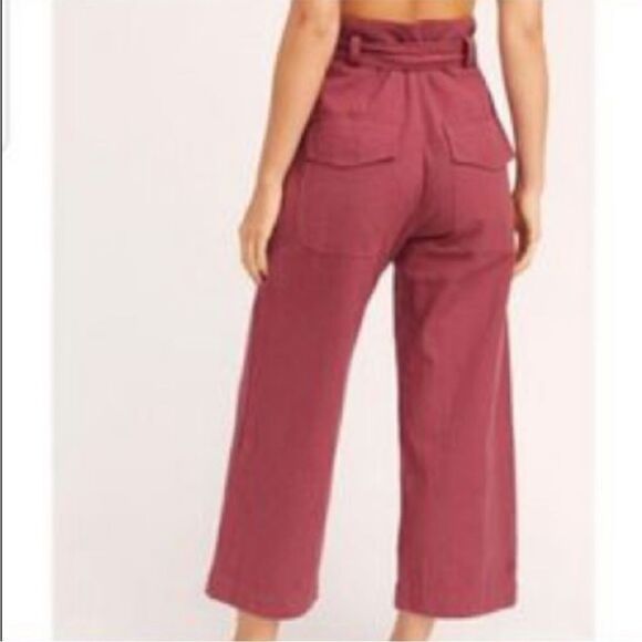 Free People FP One | Imogen Wide Leg Crop Pants in Raspberry, Size 14 - Picture 2 of 9